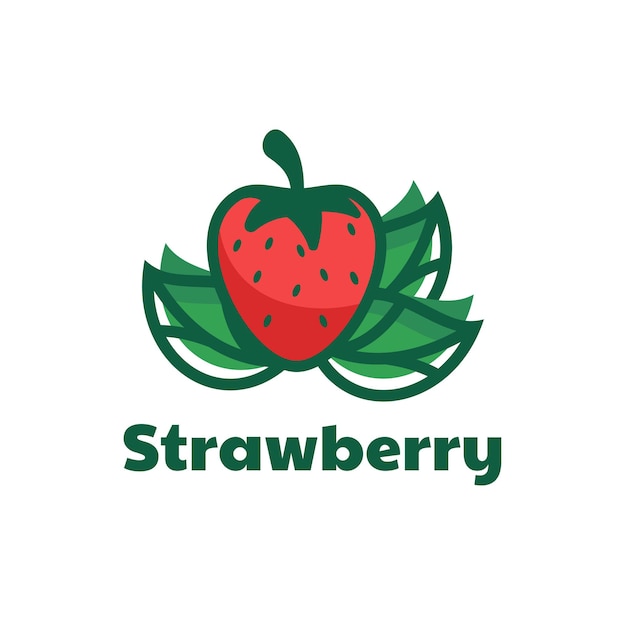 Plantilla de logotipo de Strawberry Simple Mascot Style