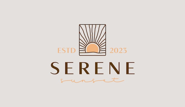 Plantilla de logotipo Sunset Wave Monoline Símbolo creativo universal premium Ilustración vectorial Plantilla de diseño minimalista creativo Símbolo para la identidad empresarial corporativa