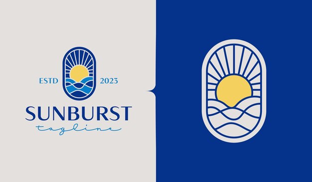 Plantilla de logotipo Sunset Wave Monoline Símbolo creativo universal premium Ilustración vectorial Plantilla de diseño minimalista creativo Símbolo para la identidad empresarial corporativa