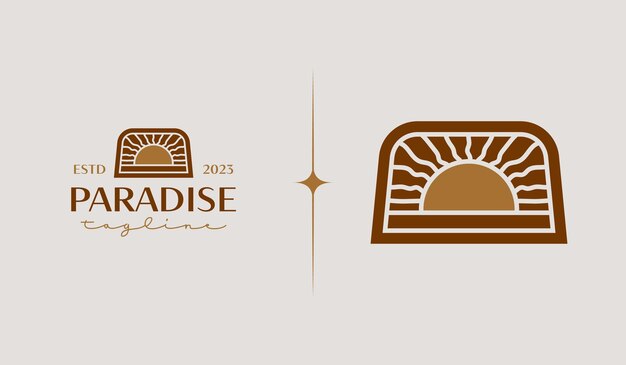 Plantilla de logotipo Sunset Wave Monoline Símbolo creativo universal premium Ilustración vectorial Plantilla de diseño minimalista creativo Símbolo para la identidad empresarial corporativa