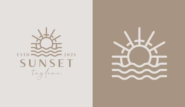 Plantilla de logotipo de Sunset Wave Símbolo creativo premium universal Ilustración vectorial Creativa plantilla de diseño mínimo Símbolo para la identidad empresarial corporativa