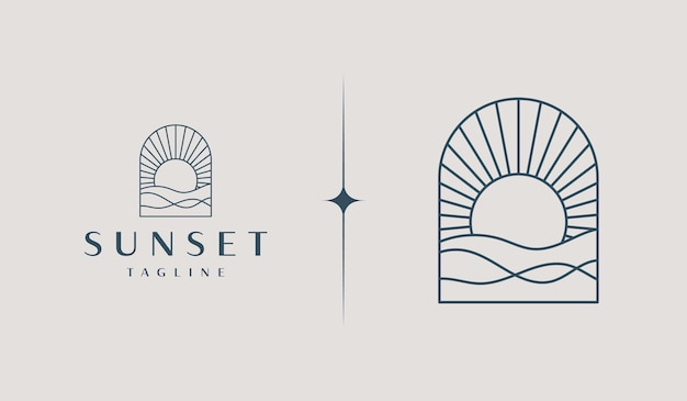 Plantilla de logotipo Sunset Wave Símbolo premium creativo universal Ilustración vectorial Plantilla de diseño minimalista creativo Símbolo para la identidad empresarial corporativa