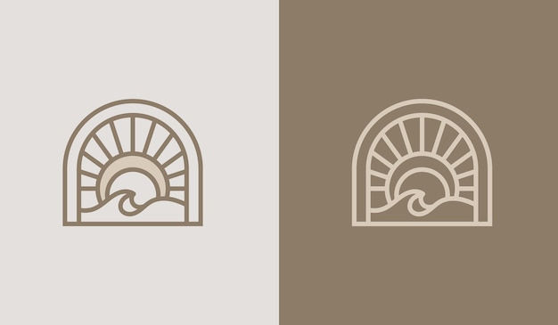 Plantilla de logotipo Sunset Wave Símbolo premium creativo universal Ilustración vectorial Plantilla de diseño minimalista creativo Símbolo para la identidad empresarial corporativa