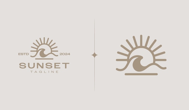 Plantilla de logotipo Sunset Wave Símbolo premium creativo universal Ilustración vectorial Plantilla de diseño minimalista creativo Símbolo para la identidad empresarial corporativa