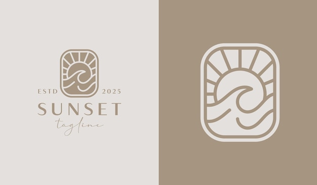 Plantilla de logotipo Sunset Wave Símbolo premium creativo universal Ilustración vectorial Plantilla de diseño minimalista creativo Símbolo para la identidad empresarial corporativa