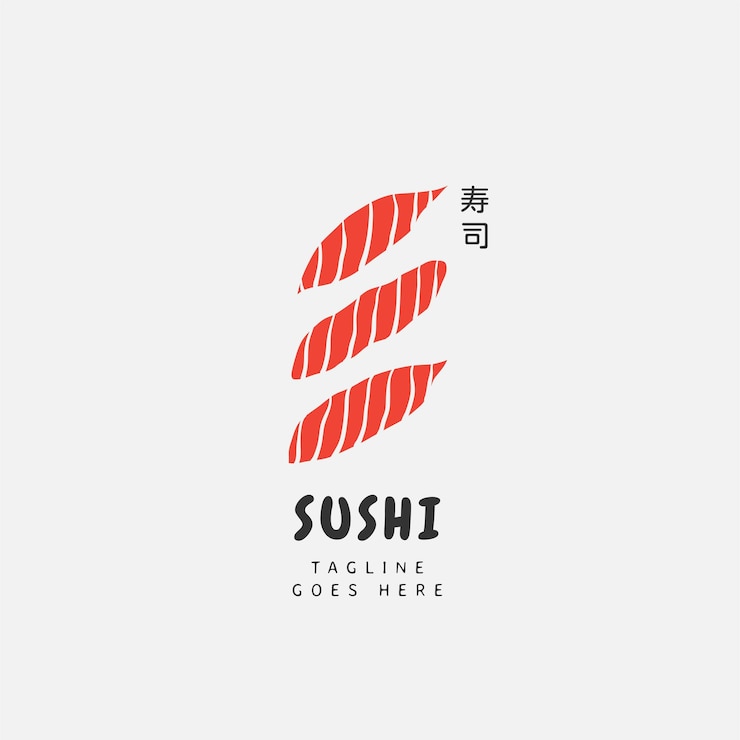 Vector plantilla de logotipo de sushi cocina tradicional japonesa icono de comida sabrosa logotipo de vector de barra de sushi asiático