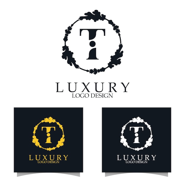 Plantilla de logotipo T inicial de lujo para restaurante Royalty Boutique Cafe Hotel Joyería heráldica, etc.