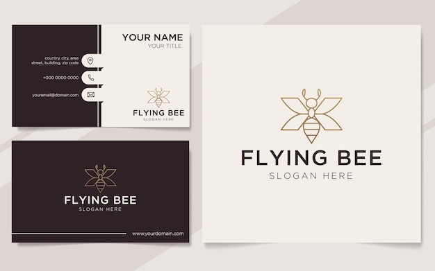 Plantilla de logotipo y tarjeta de visita de abeja de lujo