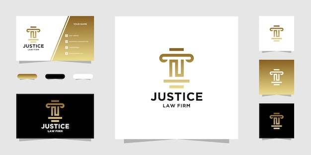 Plantilla de logotipo y tarjeta de visita de initial n law firm