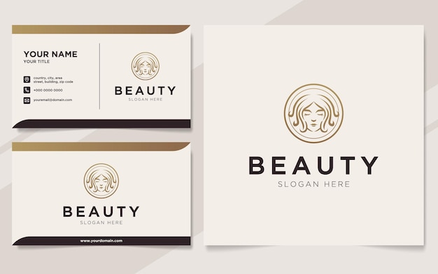 Plantilla de logotipo y tarjeta de visita de mujeres de belleza de lujo