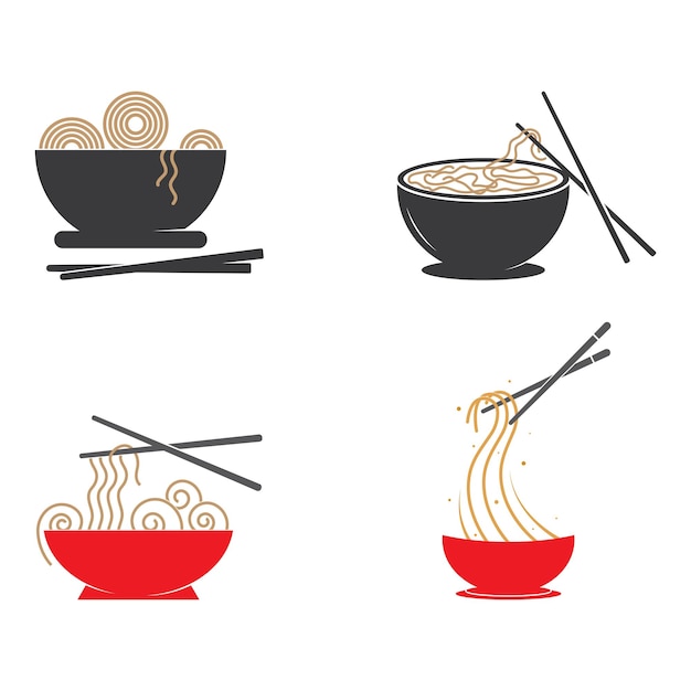 Plantilla de logotipo de tazón de fideos Diseño de vector de comida china Ilustración de fideos ramen