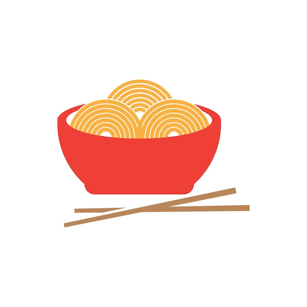 Plantilla de logotipo de tazón de fideos Diseño de vector de comida china Ilustración de fideos ramen