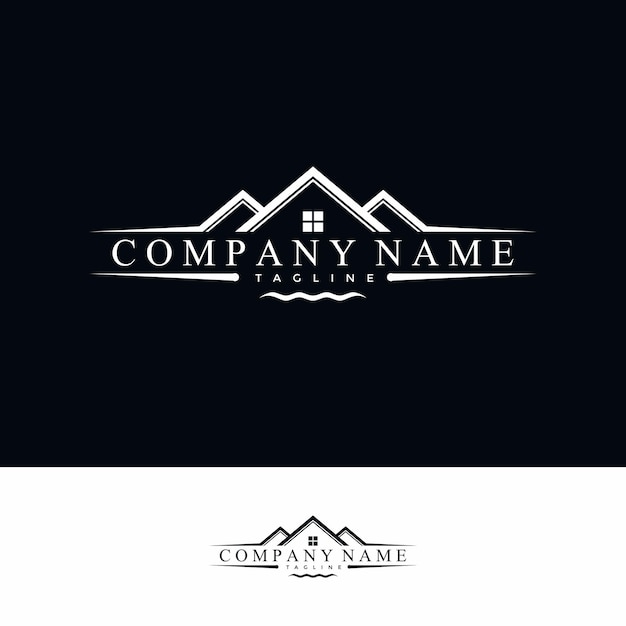 Plantilla de logotipo de techo sobre fondo oscuro