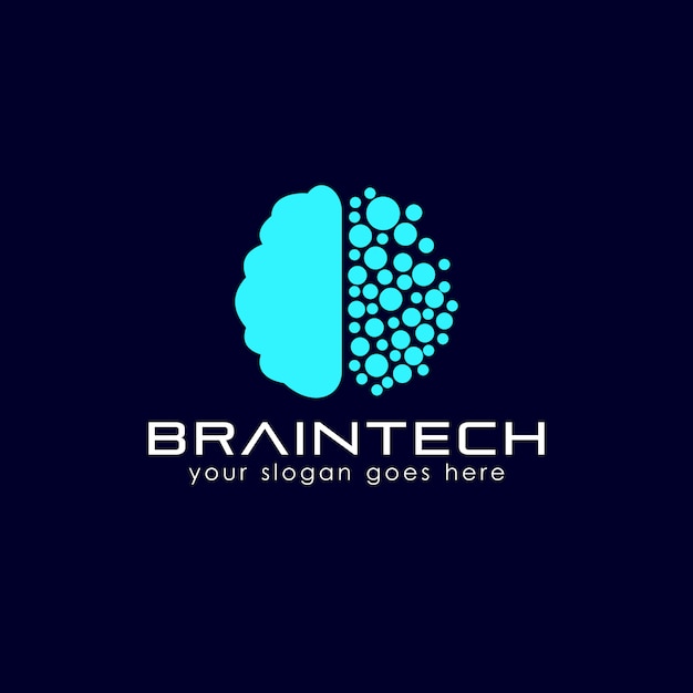 Vector plantilla de logotipo de tecnología del cerebro
