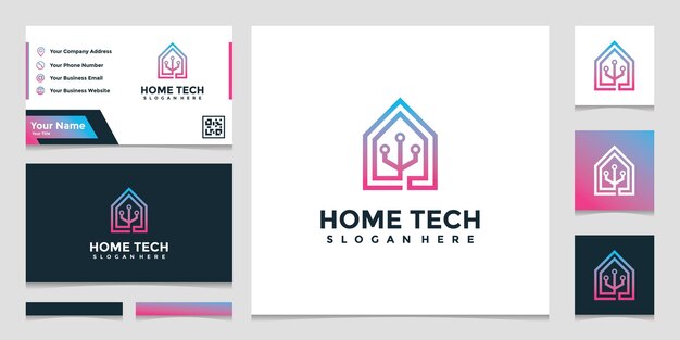 Plantilla de logotipo de tecnología doméstica con diseño de tarjeta de visita