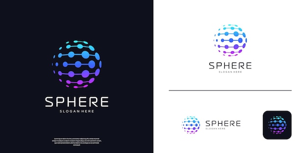plantilla de logotipo de tecnología global abstracta logotipo de conexión de puntos de esfera futurista