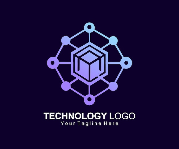 plantilla del logotipo de la tecnología de gradiente