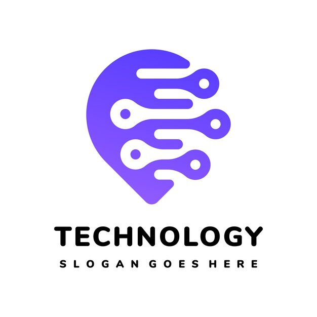 Plantilla de logotipo de tecnología de punto de ubicación abstracta