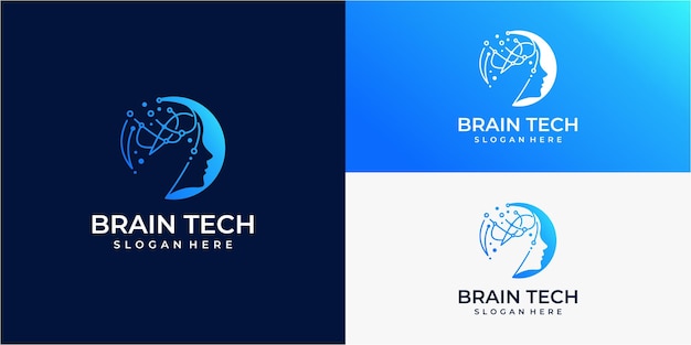 La plantilla del logotipo de la tecnología robótica del logotipo de la tecnología de la cabeza diseña la ilustración