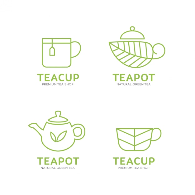 Vector plantilla de logotipo de tetera y taza de té