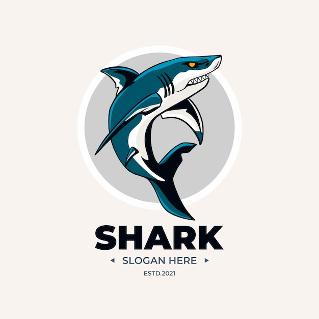 Plantilla de logotipo de tiburón dibujado a mano