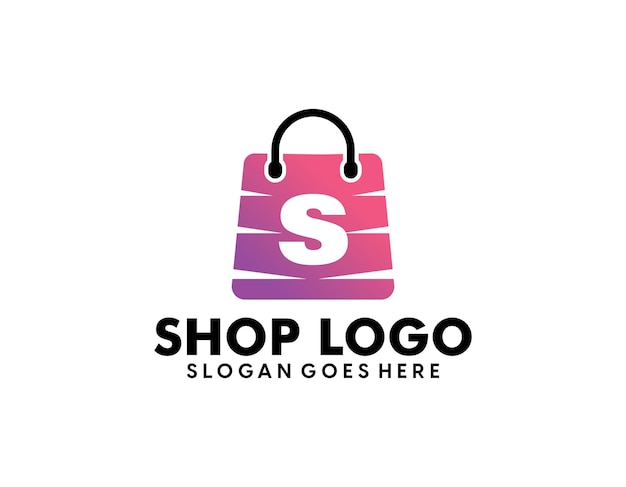 Vector plantilla de logotipo de tienda de bolsos de diseño plano