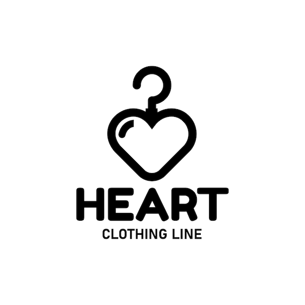 Plantilla de logotipo de tienda de moda con iconos de formas de corazón sobre fondo blanco aislado