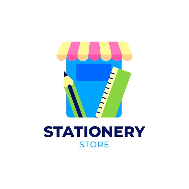 Vector plantilla de logotipo de tienda de papelería de diseño plano