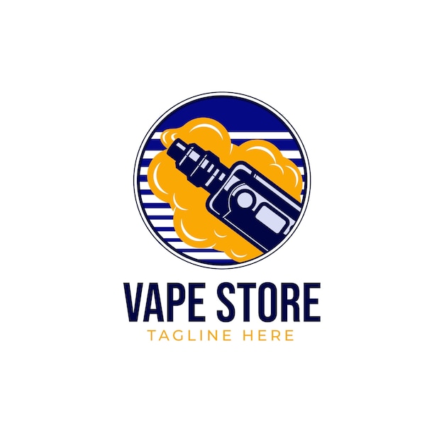 plantilla de logotipo de la tienda de vapeo plana