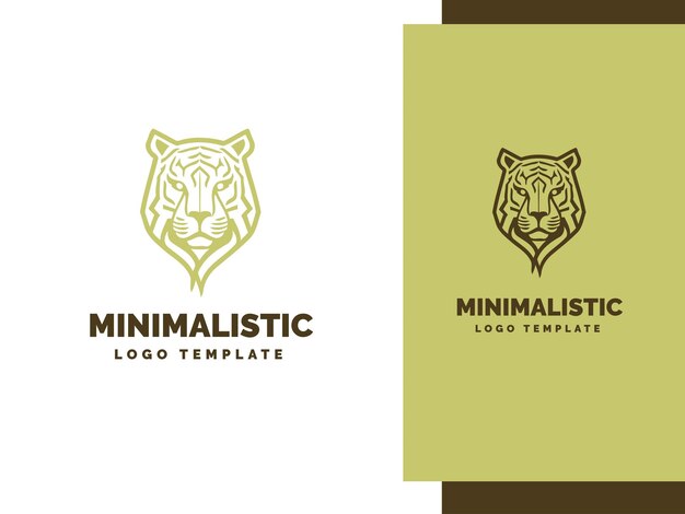 Plantilla de logotipo de tigre mínimo Cabeza de animal Logotipo mínimo Ilustración de tigre Logotipo de arte de línea minimalista