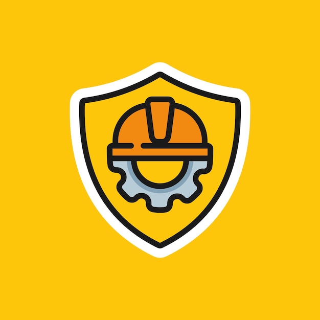 plantilla de logotipo de trabajo de seguridad con concepto de escudo y casco laboral
