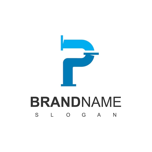 Plantilla de logotipo de tubería de letra P para la identidad de la empresa de plomería