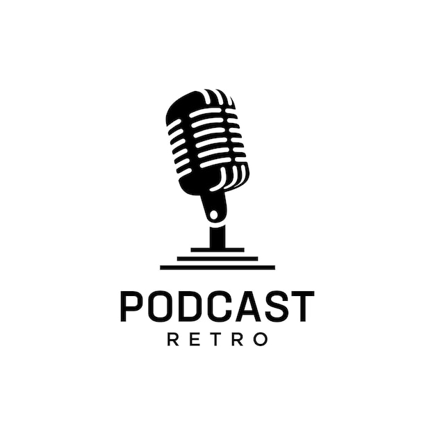 Vector plantilla de logotipo utilizable de podcast retro.