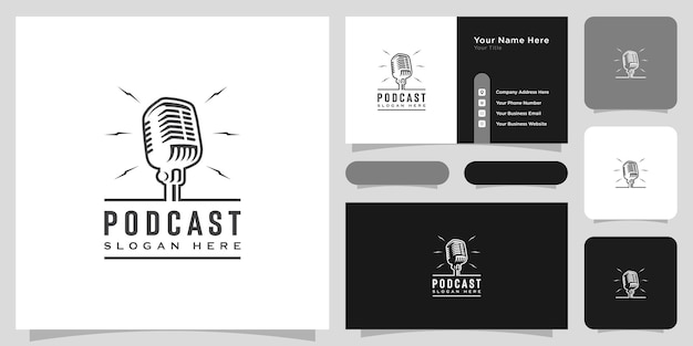 Plantilla de logotipo utilizable de podcast retro