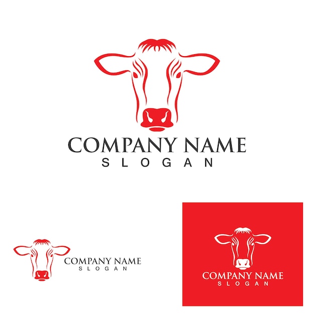 Plantilla de logotipo de vaca, diseño de ilustraciones de iconos vectoriales