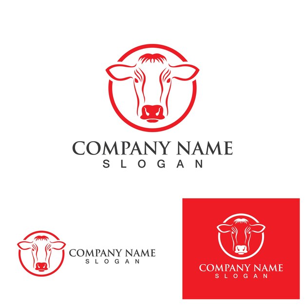 Plantilla de logotipo de vaca, diseño de ilustraciones de iconos vectoriales