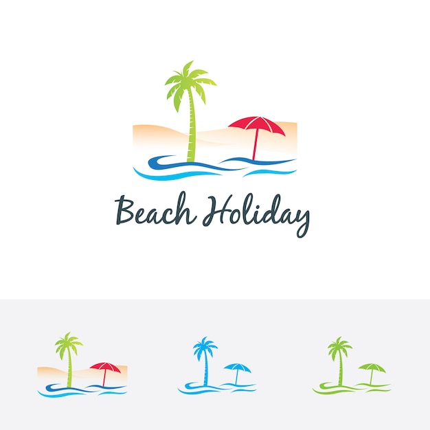 Plantilla de logotipo de vacaciones de playa