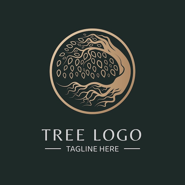 Plantilla de logotipo de vector de árbol de círculo de lujo absract