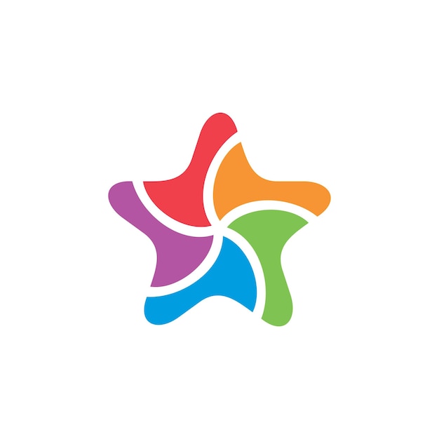 Plantilla de logotipo de vector colorido abstracto Star Puzzle