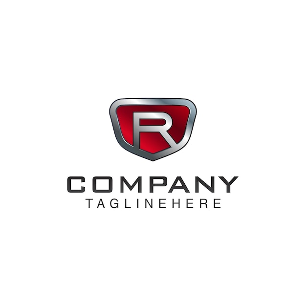 Plantilla de logotipo de vector de escudo de letra R Color negro y rojo