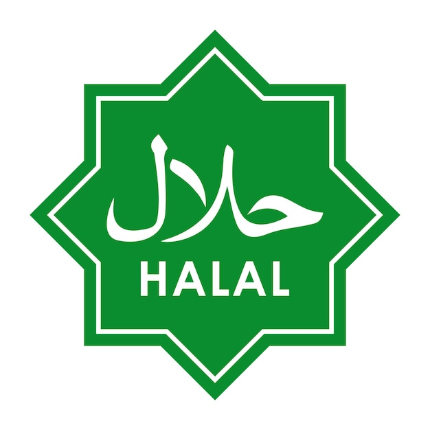 plantilla del logotipo del vector de la etiqueta de los alimentos halal