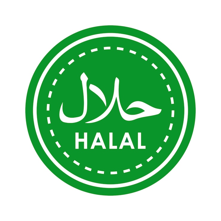 plantilla del logotipo del vector de la etiqueta de los alimentos halal