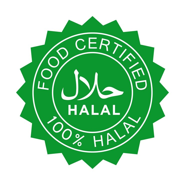 Vector plantilla del logotipo del vector de la etiqueta de los alimentos halal