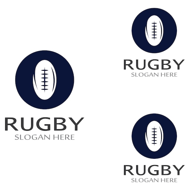 Plantilla de logotipo de vector de icono de fútbol americano de pelota de rugby