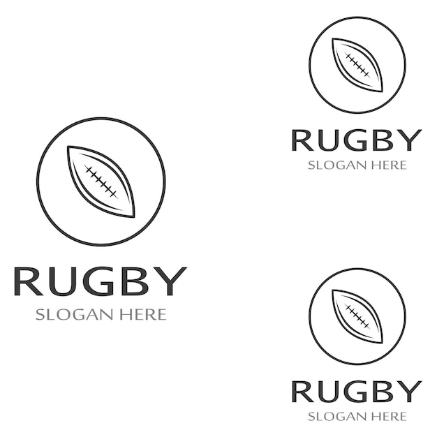 Plantilla de logotipo de vector de icono de fútbol americano de pelota de rugby