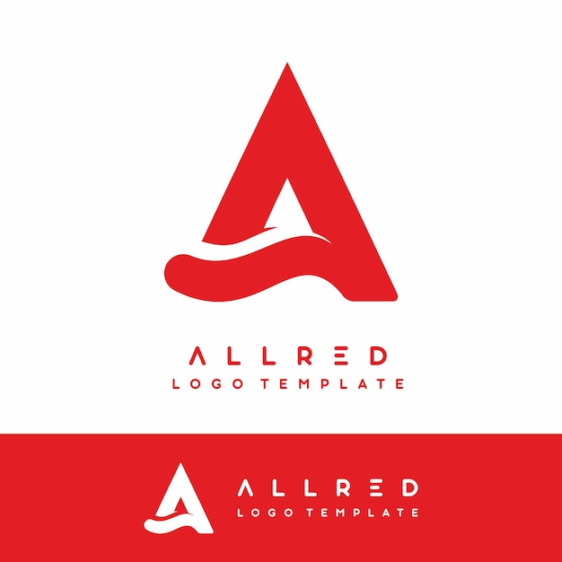 A para la plantilla de logotipo de vector inicial de letra ALLRED color rojo