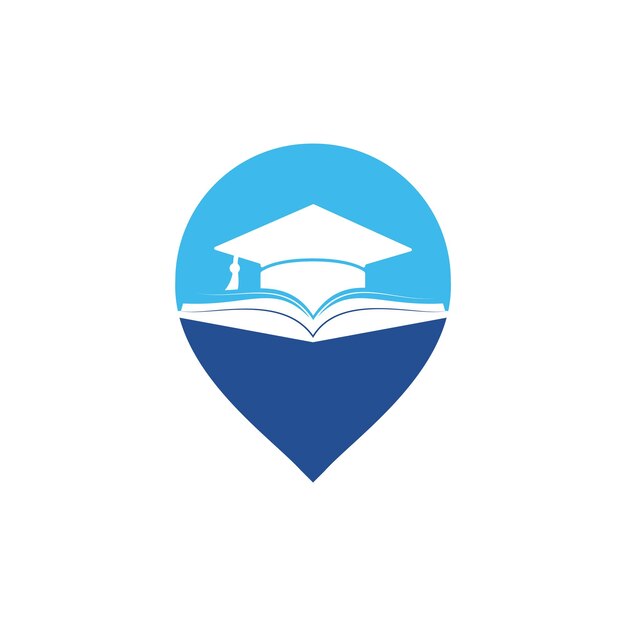 Plantilla de logotipo de vector de libro y sombrero de graduación