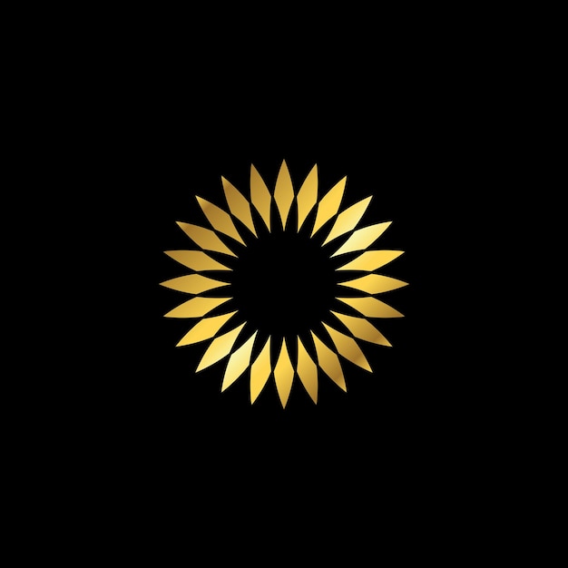 Plantilla de logotipo de vector de mandala de decoración de flores abstractas de color dorado