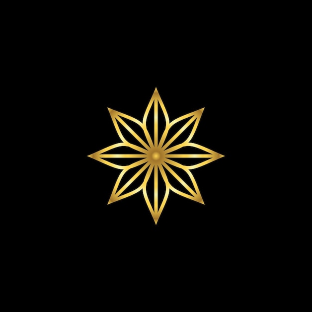 Plantilla de logotipo de vector de mandala de decoración de flores abstractas de color dorado