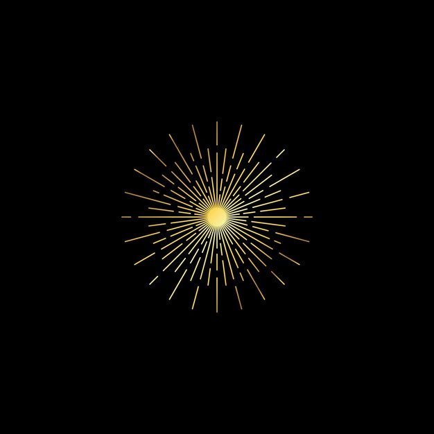 Vector plantilla de logotipo de vector de mandala de decoración de rayos de sol abstractos de color dorado